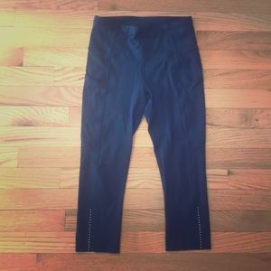 Navy Lululemon Fast & Free Crop Running Tights Sz4
